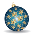 Christmas blue and gold ball vector image