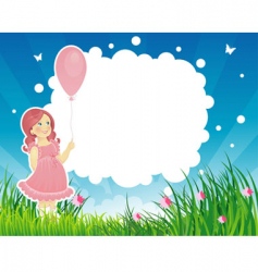 Summer background with girl vector image