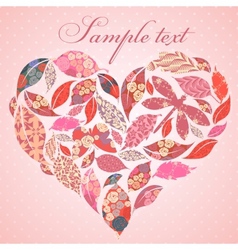 Valentine heart of patch leaves vector image