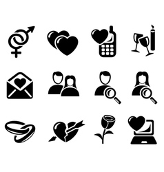 Love and dating icons vector image