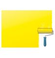 Yellow paint roller background vector image