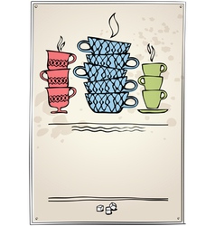 Retro frame with cup of tea vector image