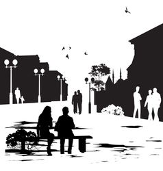 People in city park vector image