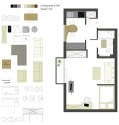 Flat projection furniture set vector image