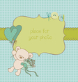 Baby greeting card with photo frame and place for vector image