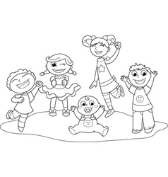 Five happy children vector image