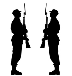 Silhouette soldiers during a military parade vector image