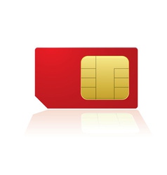 Red mobile phone sim with reflection in white back vector image