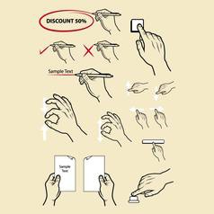 Hand signs write zoom in zoom out etc vector image