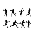 Tennis player silhouettes and shadows vector image