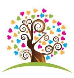 Tree with ornaments and hearts vector image