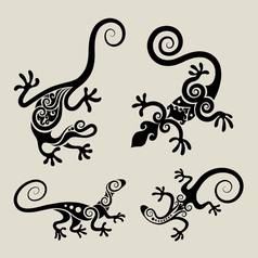 Lizard floral ornaments set Lizard floral ornaments set vector image