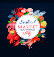 Seafood poster template with crab vector image