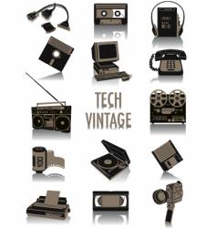 Tech-vintage silhouettes vector image