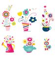 Collection of flowers in pots vector image