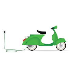 Vintage styled electric moped charging vector image
