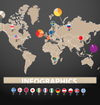 Earth map with flags of different countries vector image