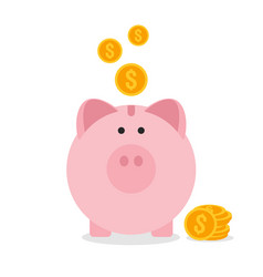 Piggy bank flat design saving money concept vector image