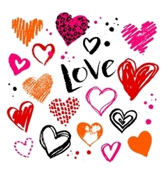 Grunge Valentine hearts on white background vector image