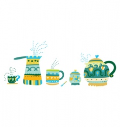 Set of tea accessories vector image
