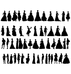 Women silhouettes in various dresses vector image