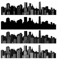 Set of cities silhouette vector image