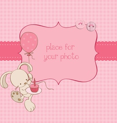 Baby greeting card with photo frame and place for vector image