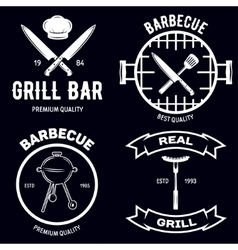 BBQ graphic flat emblems with grill forks spatulas BBQ graphic flat emblems with grill forks spatulas vector image