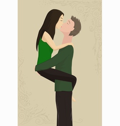 Couple ardently kisses vector image