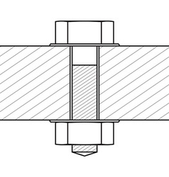 Bolt with Nut Set Hatched Material Hold by Bold vector image