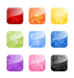 Glossy blank buttons in color variations vector image