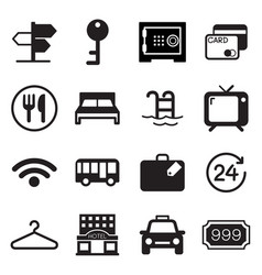Hotel hostel icons set vector image