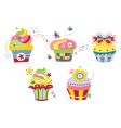 Set of colorful cupcakes vector image