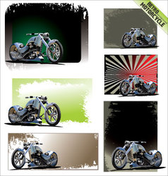 Retro motorcycle background - set vector image