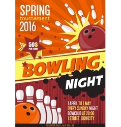 Bowling Tournament Poster Template Design with vector image