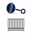 Baby Crib and Rattle vector image