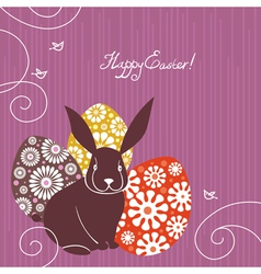 Background with Easter rabbit and eggs vector image
