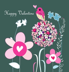 Flowers and love bird vector image
