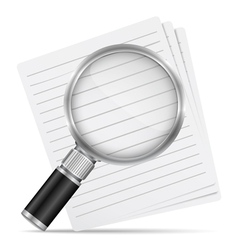 Magnifying glass with abstract paper documents vector image