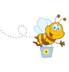 Cartoon Character Bee Flying Bucket vector image