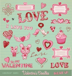 Valentines doodles vector image
