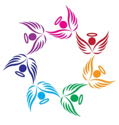 Teamwork angels support logo vector image