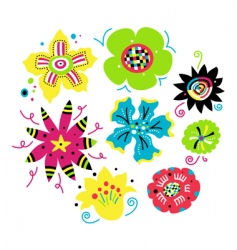 Set of funky flowers vector image
