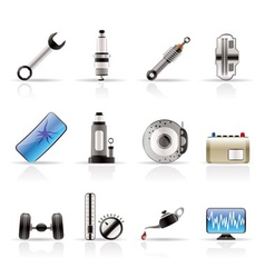 Realistic car parts and services icons vector image