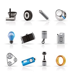 Realistic car parts and services icons vector image