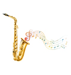 A golden saxophone with musical notes vector image