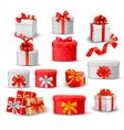 Set of colorful gift boxes with bows and ribbons vector image