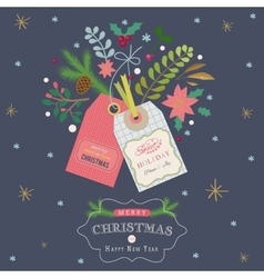 Christmas greeting card with gift tags Christmas greeting card with gift tags vector image