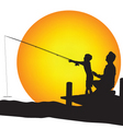 Child and man silhouettes fishing vector image