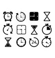 Time and clock icons on white background Time and clock icons on white background vector image